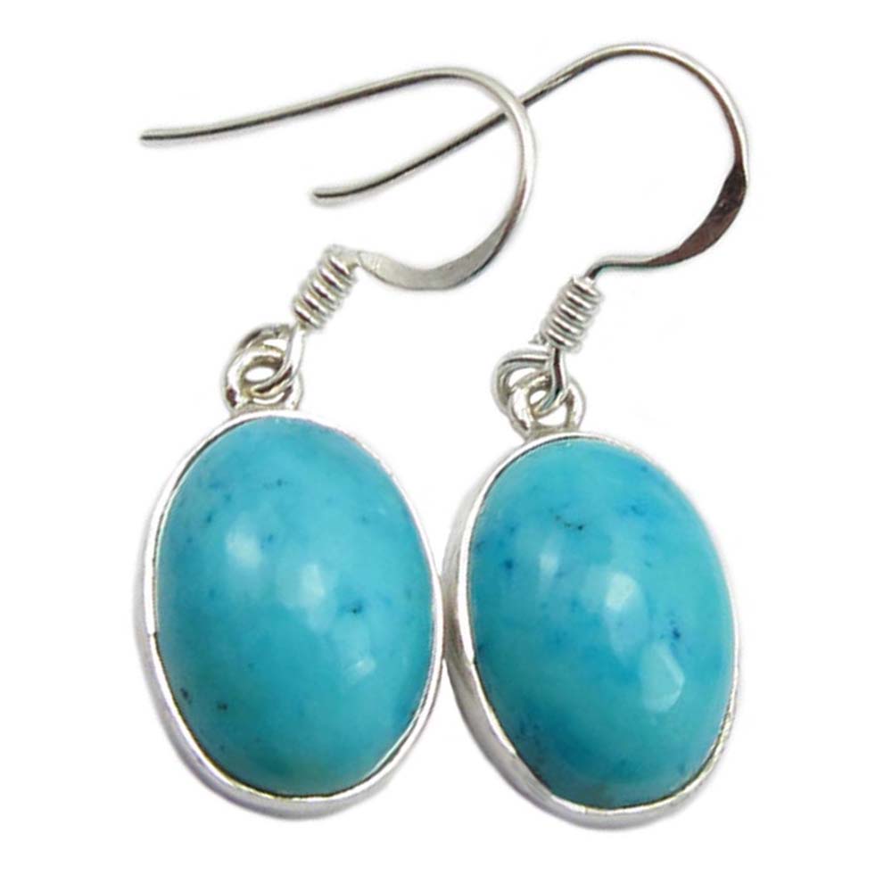 Boucles d’oreilles pendantes turquoise en argent massif 925