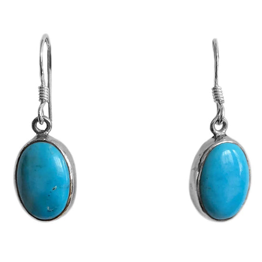 Boucles d’oreilles pendantes turquoise en argent massif 925
