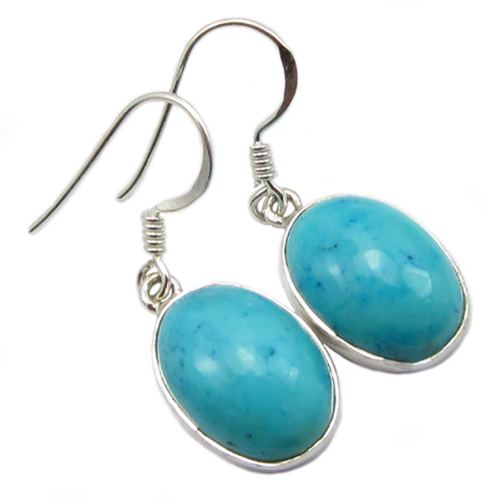 Boucles d’oreilles pendantes turquoise en argent massif 925