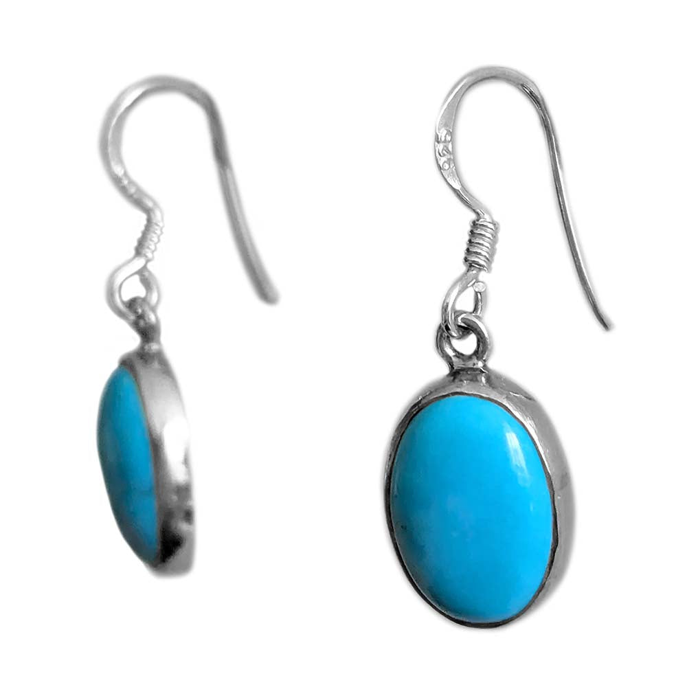 Boucles d’oreilles pendantes turquoise en argent massif 925