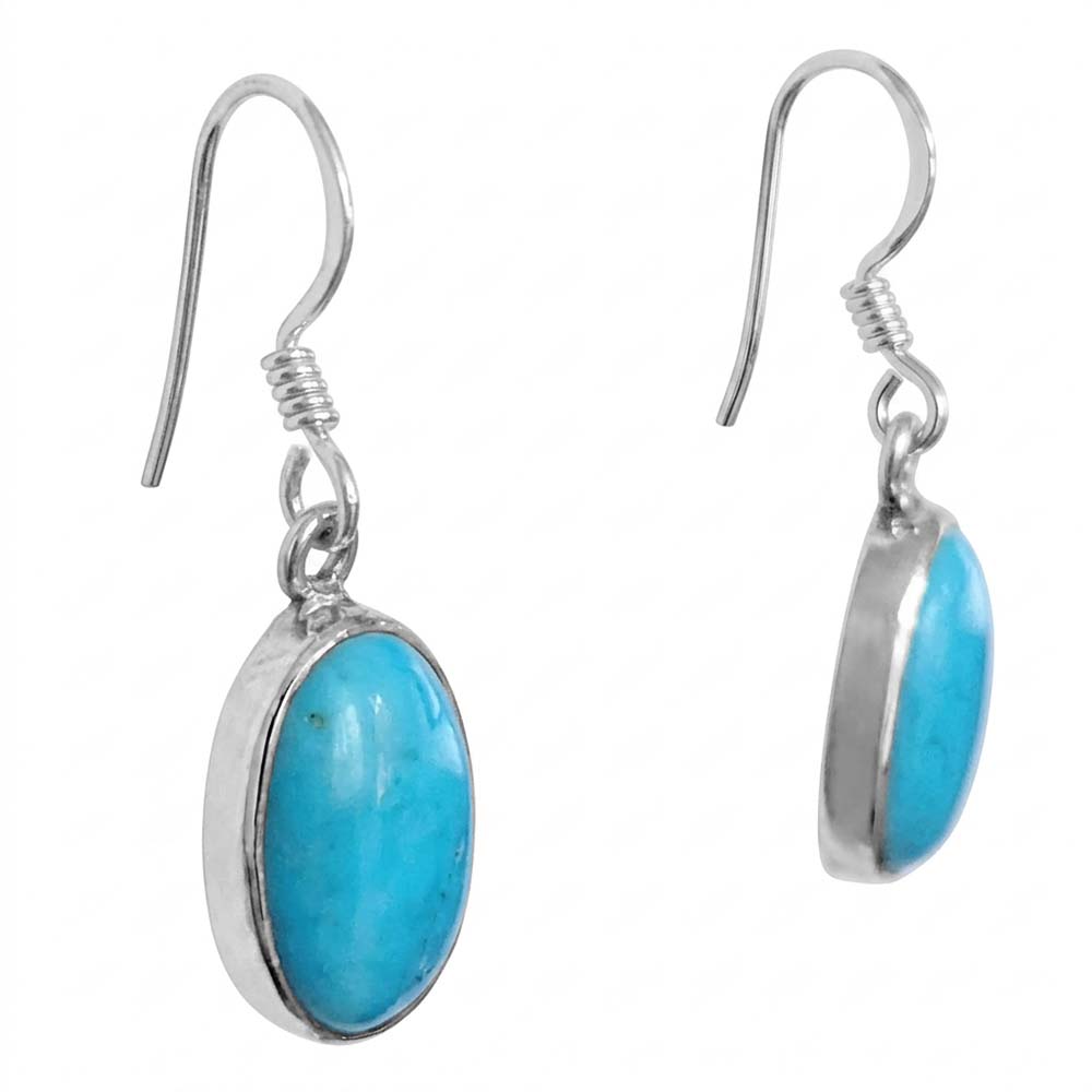 Boucles d’oreilles pendantes turquoise en argent massif 925
