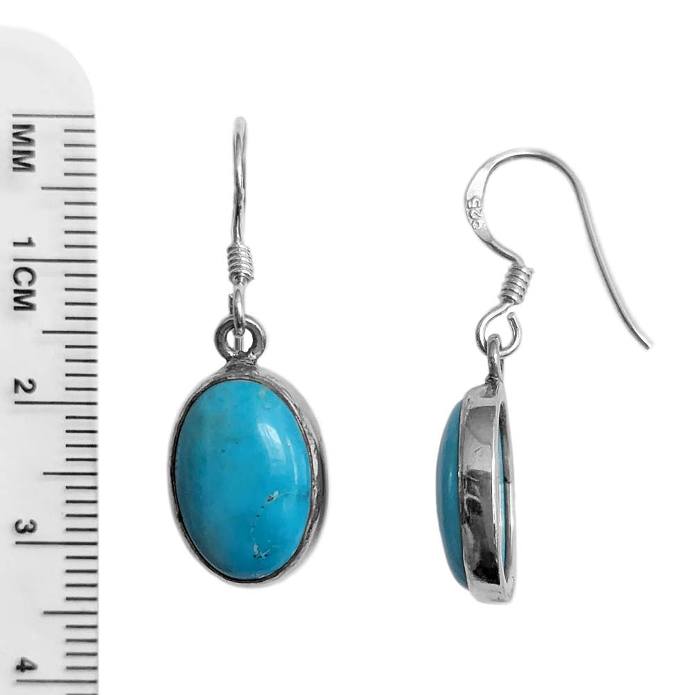Boucles d’oreilles pendantes turquoise en argent massif 925