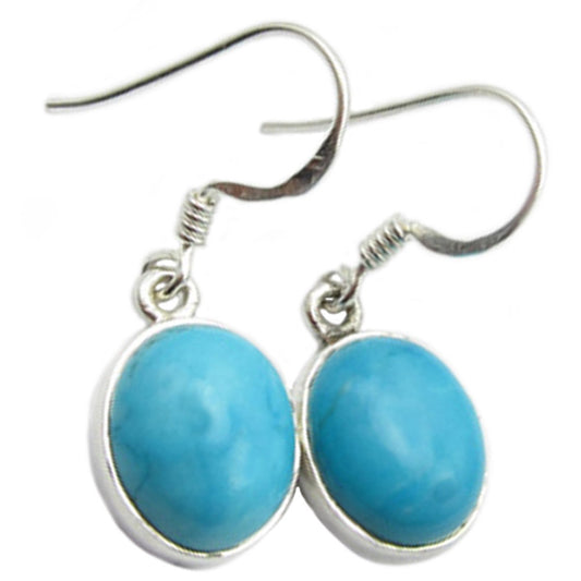 Boucles d’oreilles pendantes turquoise en argent massif 925