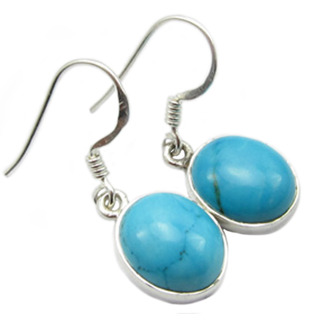 Boucles d’oreilles pendantes turquoise en argent massif 925