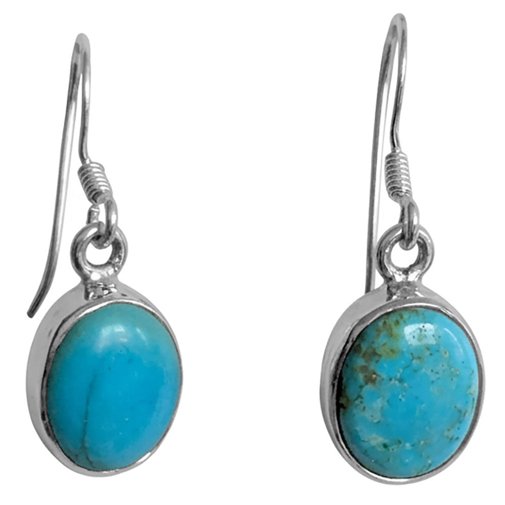 Boucles d’oreilles pendantes turquoise en argent massif 925