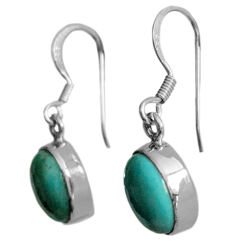 Boucles d’oreilles pendantes turquoise en argent massif 925