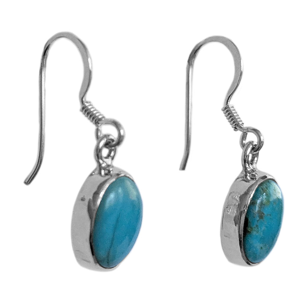 Boucles d’oreilles pendantes turquoise en argent massif 925