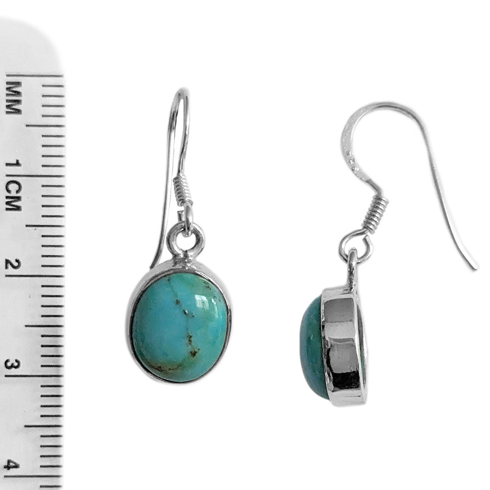 Boucles d’oreilles pendantes turquoise en argent massif 925