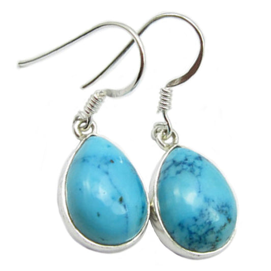 Boucles d’oreilles pendantes turquoise en argent massif 925