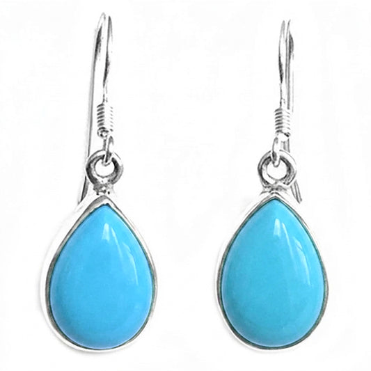 Boucles d’oreilles pendantes turquoise en argent massif 925