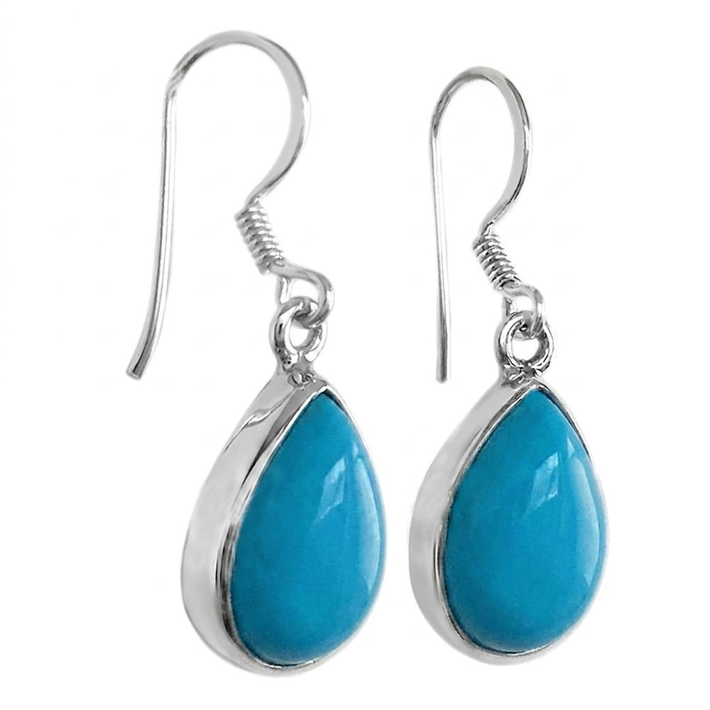 Boucles d’oreilles pendantes turquoise en argent massif 925