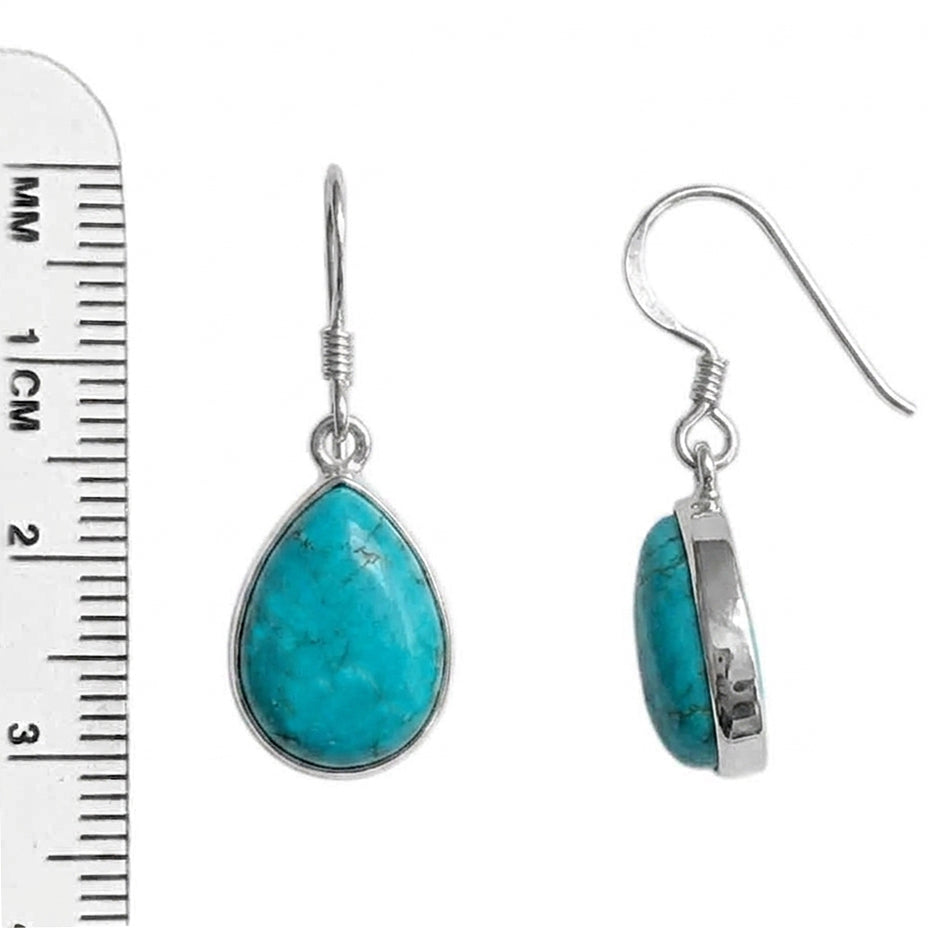 Boucles d’oreilles pendantes turquoise en argent massif 925