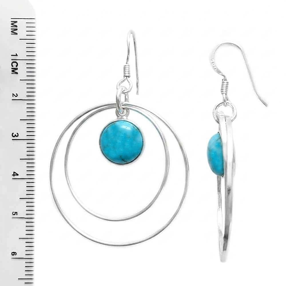 Boucles d’oreilles pendantes turquoise en argent massif 925