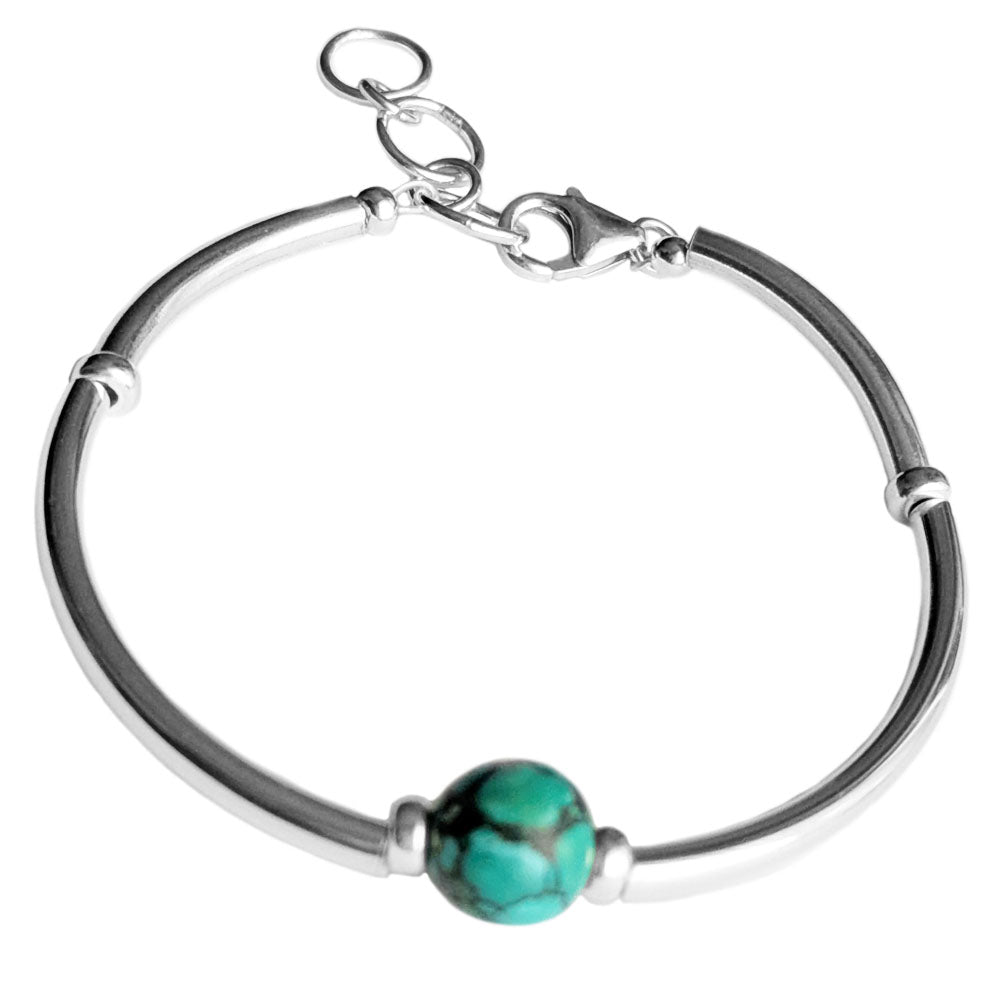 Bracelet turquoise en argent massif 925