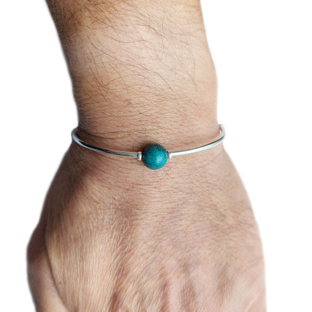Bracelet turquoise en argent massif 925