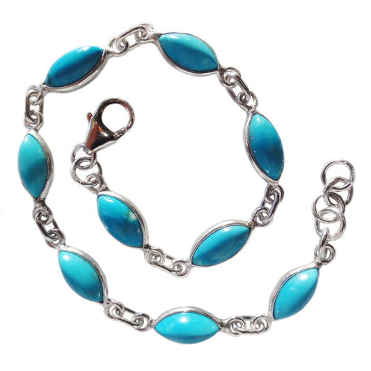 Bracelet turquoise en argent massif 925