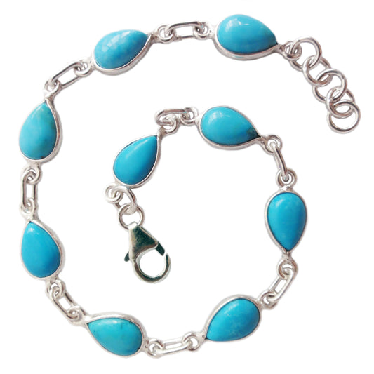 Bracelet turquoise en argent massif 925