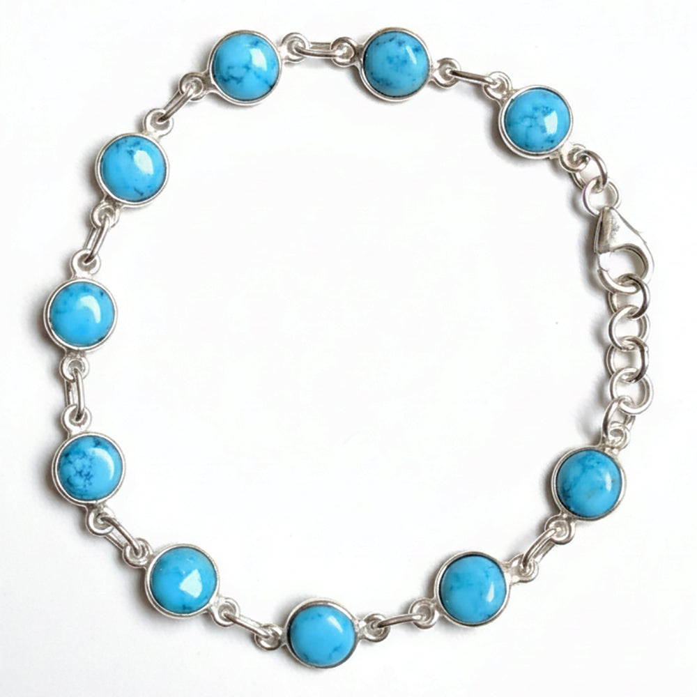 Bracelet turquoise en argent massif 925