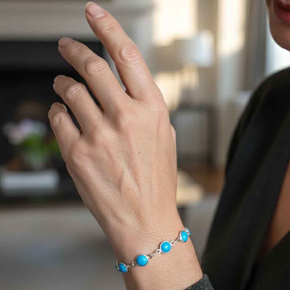Bracelet turquoise en argent massif 925