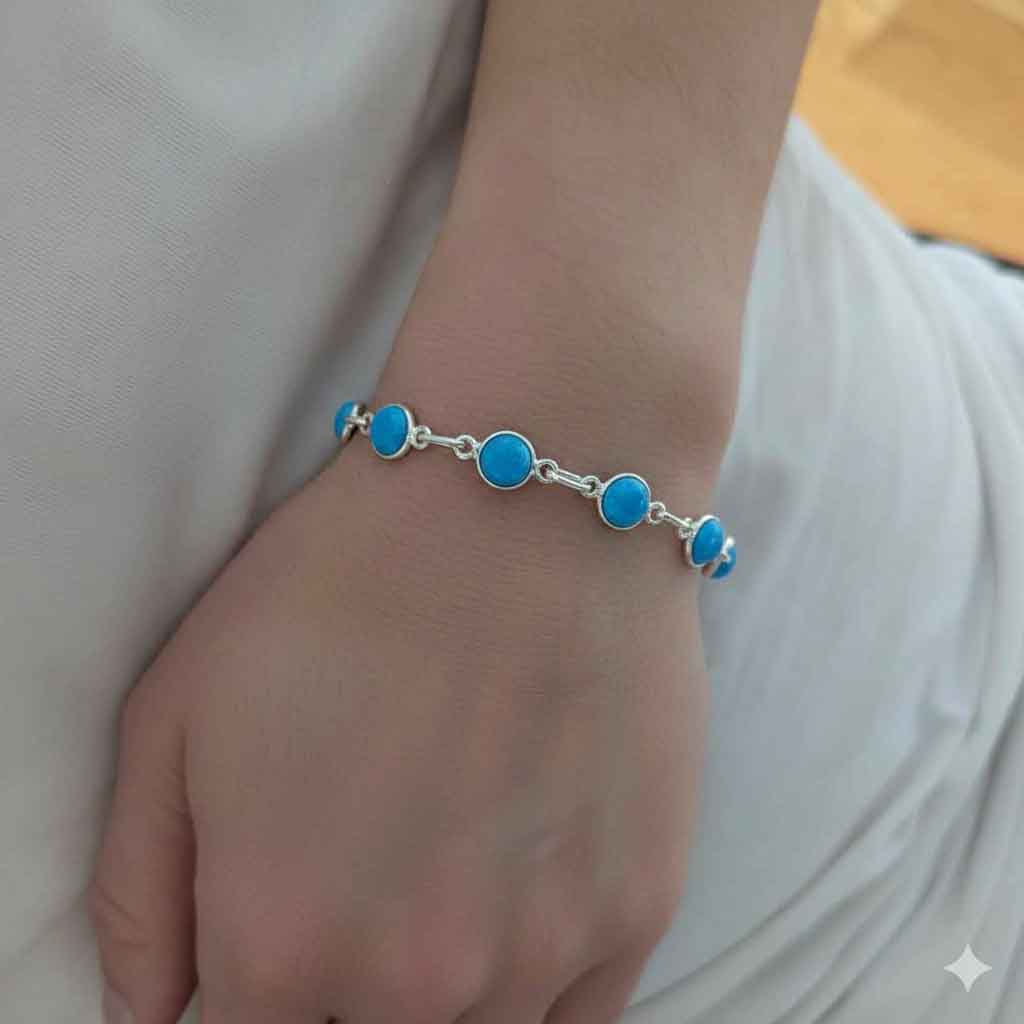 Bracelet turquoise en argent massif 925