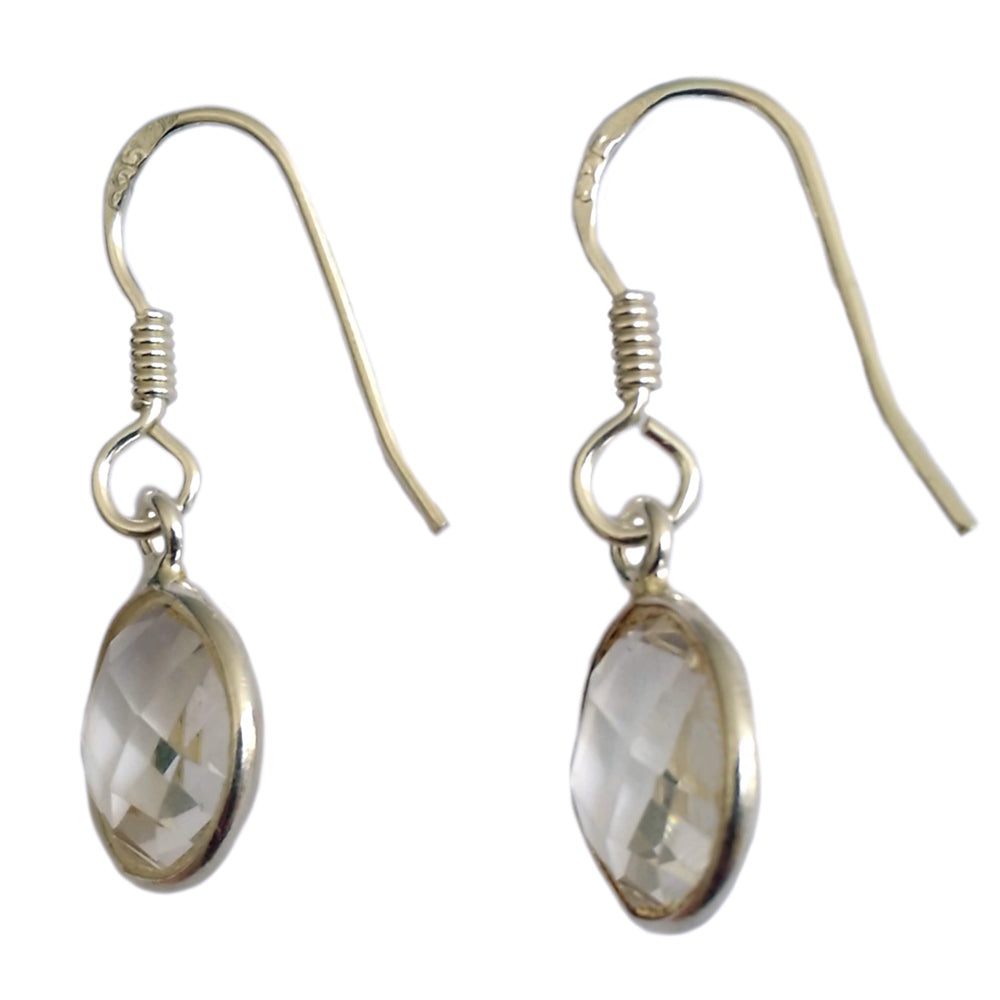 Boucles d’oreilles cristal de roche en argent massif 925