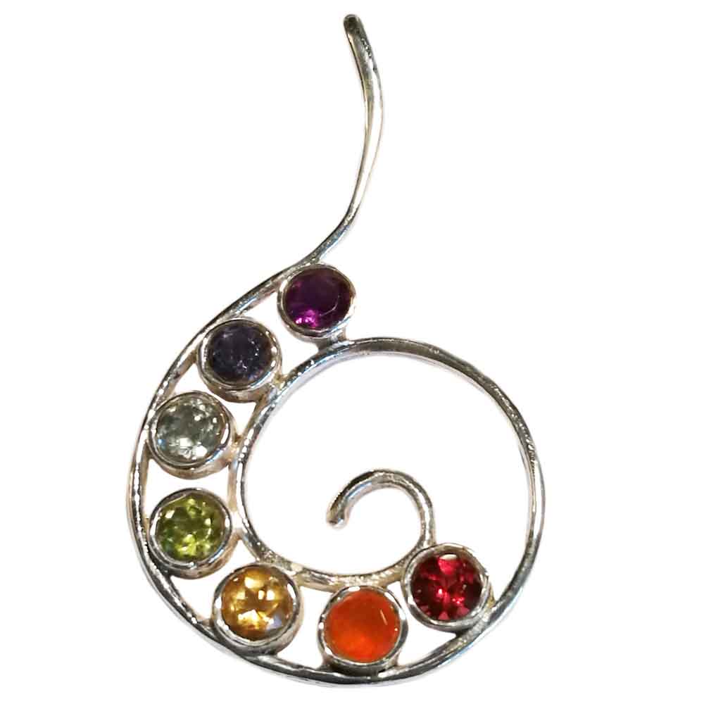 Pendentif multi pierres en argent massif 925