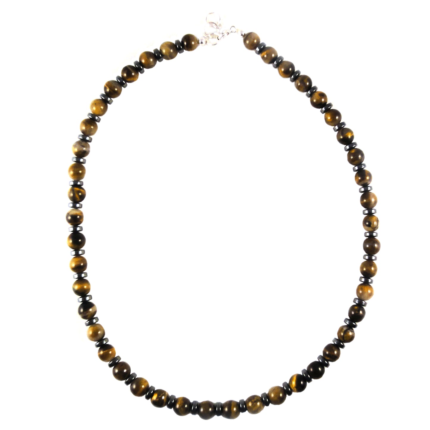 Tiger's eye and haematite sterling silver necklace