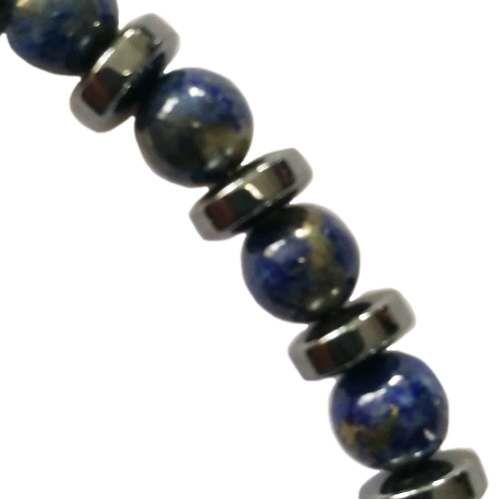 Lapis lazuli and haematite sterling silver necklace