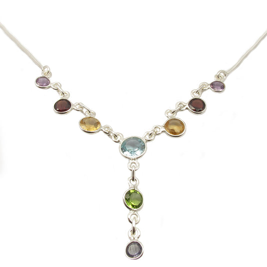 Collier multi pierres en argent massif 925