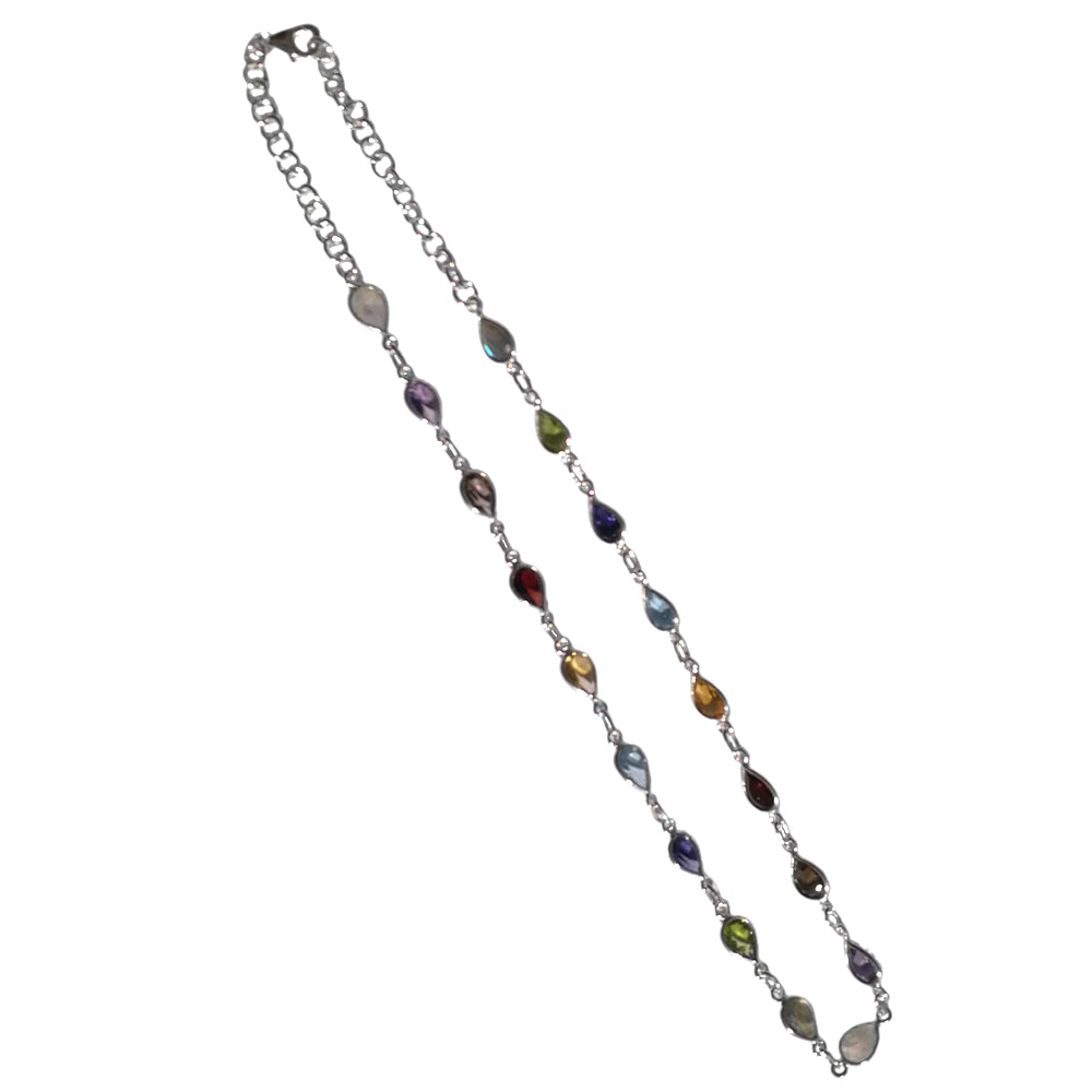 Collier multi pierres en argent massif 925