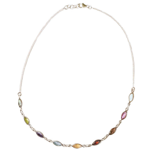 Collier multi pierres en argent massif 925