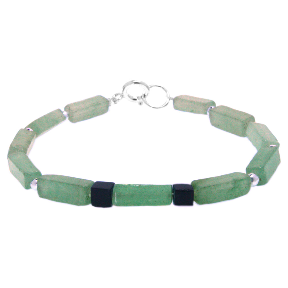 Bracelet aventurine et onyx noir en argent massif 925