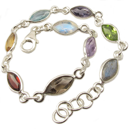 Multi-stone sterling silver bracelet