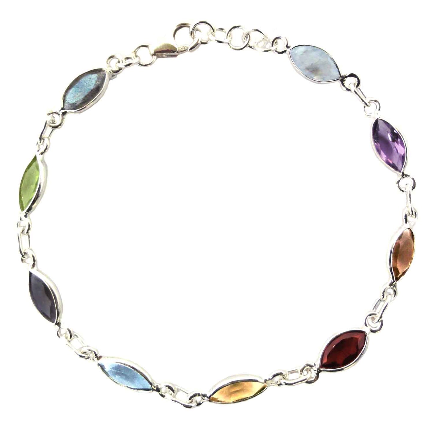 Bracelet multi pierres en argent massif 925