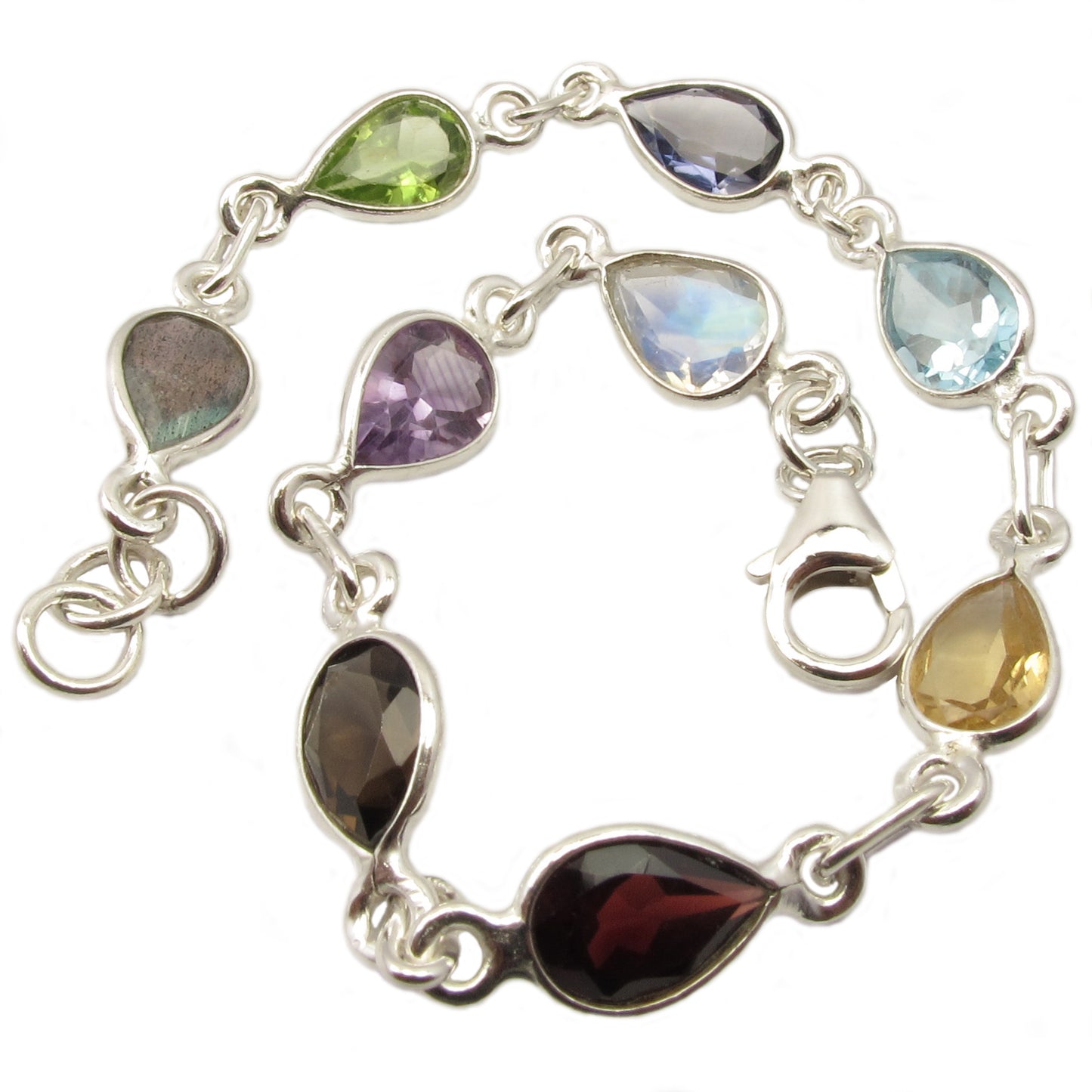 Multi-stone sterling silver bracelet