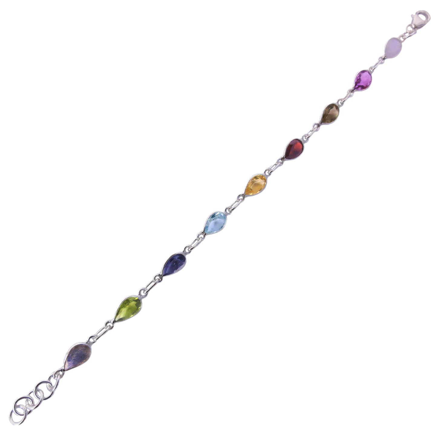 Multi-stone sterling silver bracelet