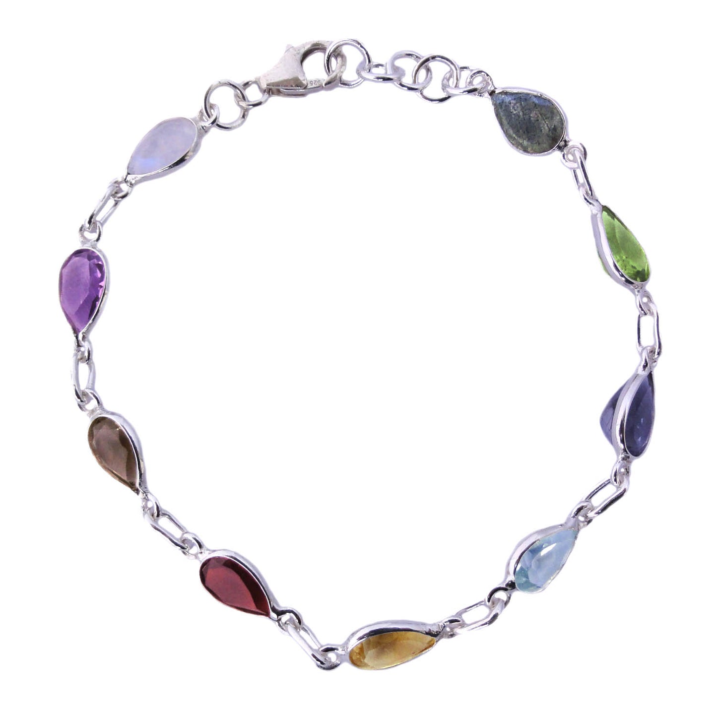 Multi-stone sterling silver bracelet