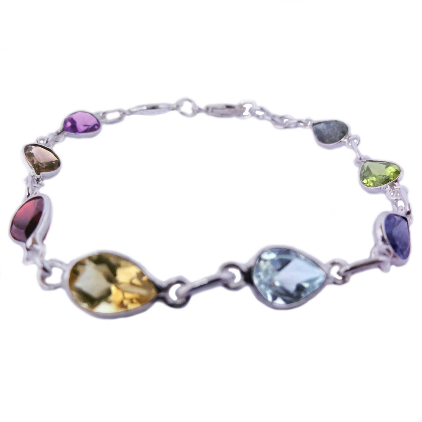 Multi-stone sterling silver bracelet