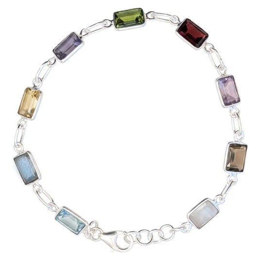 Bracelet multi pierres en argent massif 925
