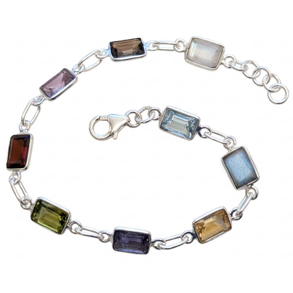 Bracelet multi pierres en argent massif 925