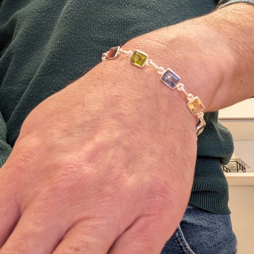 Bracelet multi pierres en argent massif 925