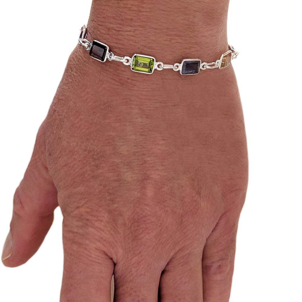 Bracelet multi pierres en argent massif 925