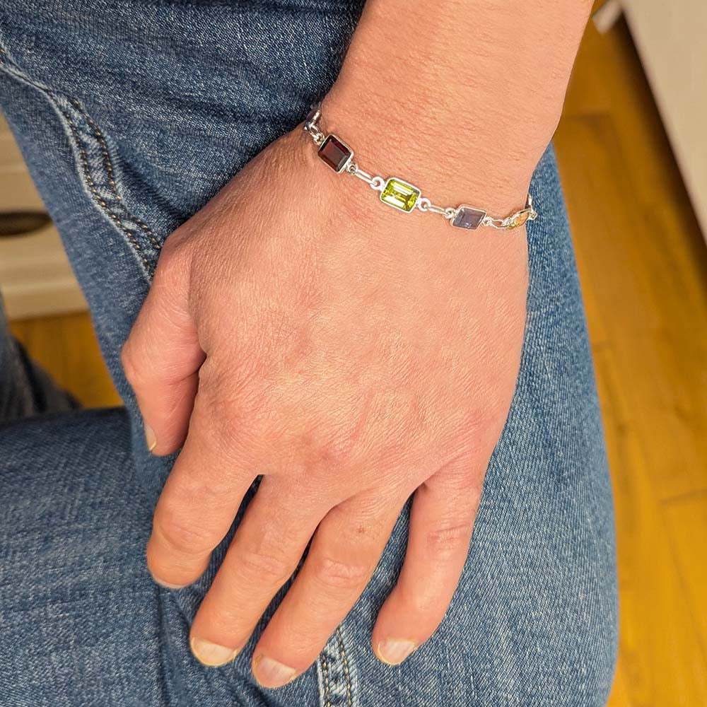 Bracelet multi pierres en argent massif 925