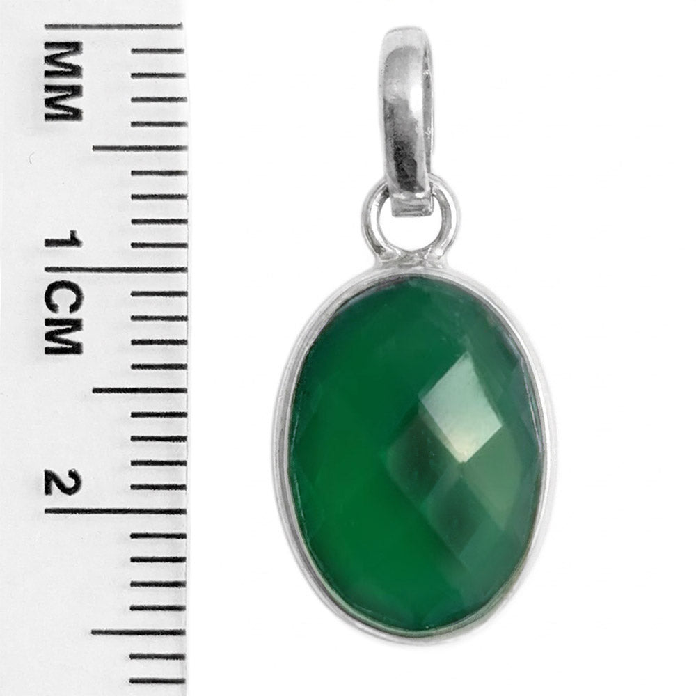 Pendentif onyx vert en argent massif 925