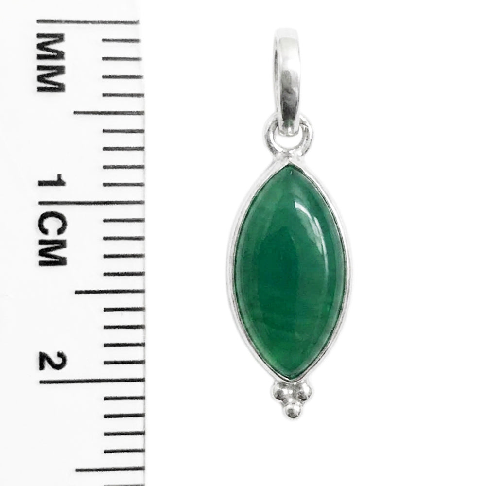 Pendentif onyx vert en argent massif 925
