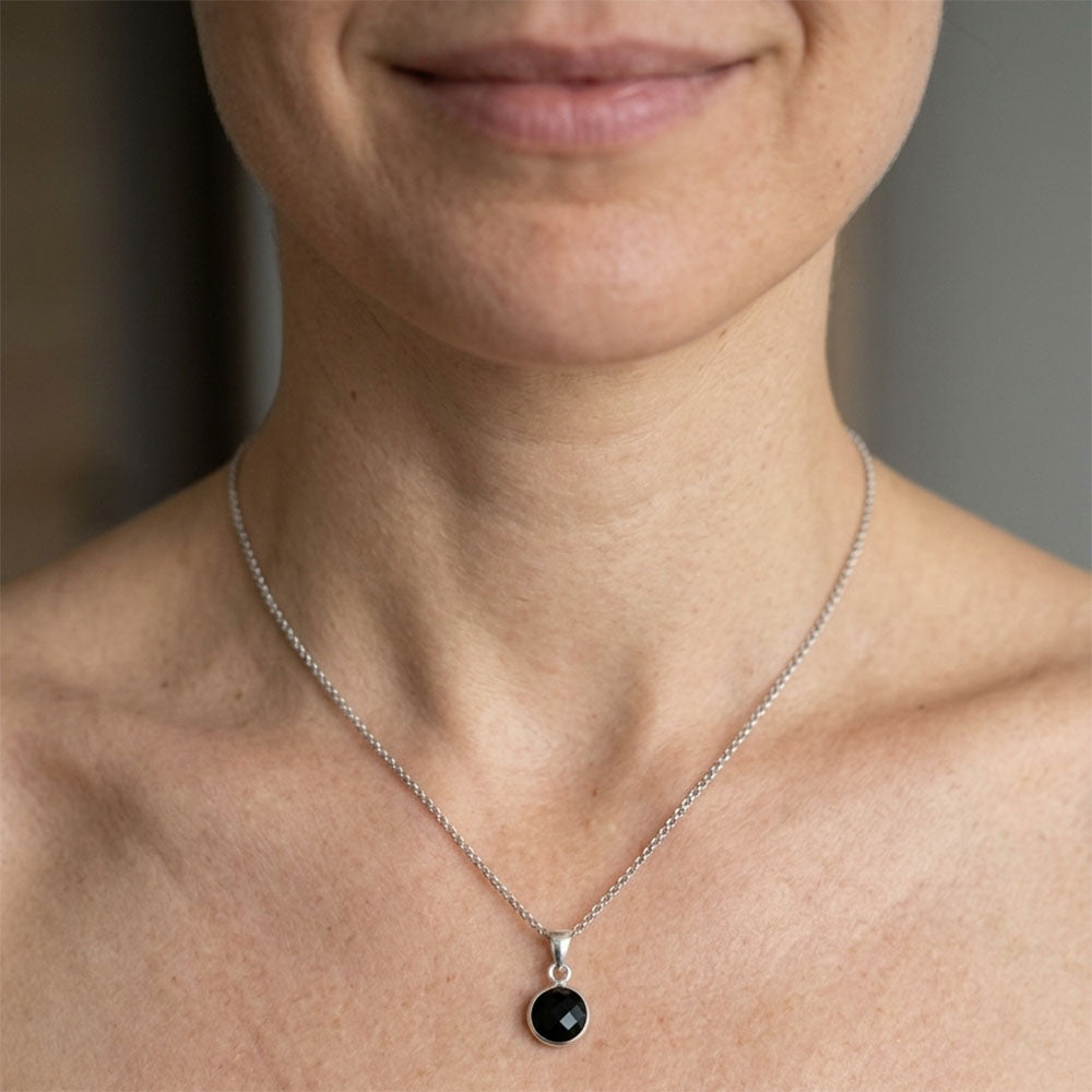 Pendentif onyx noir en argent massif 925