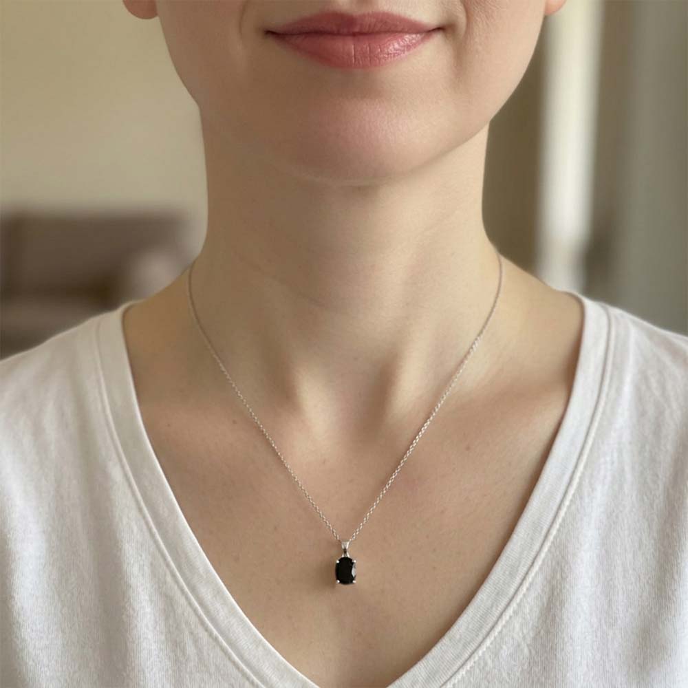Pendentif onyx noir en argent massif 925