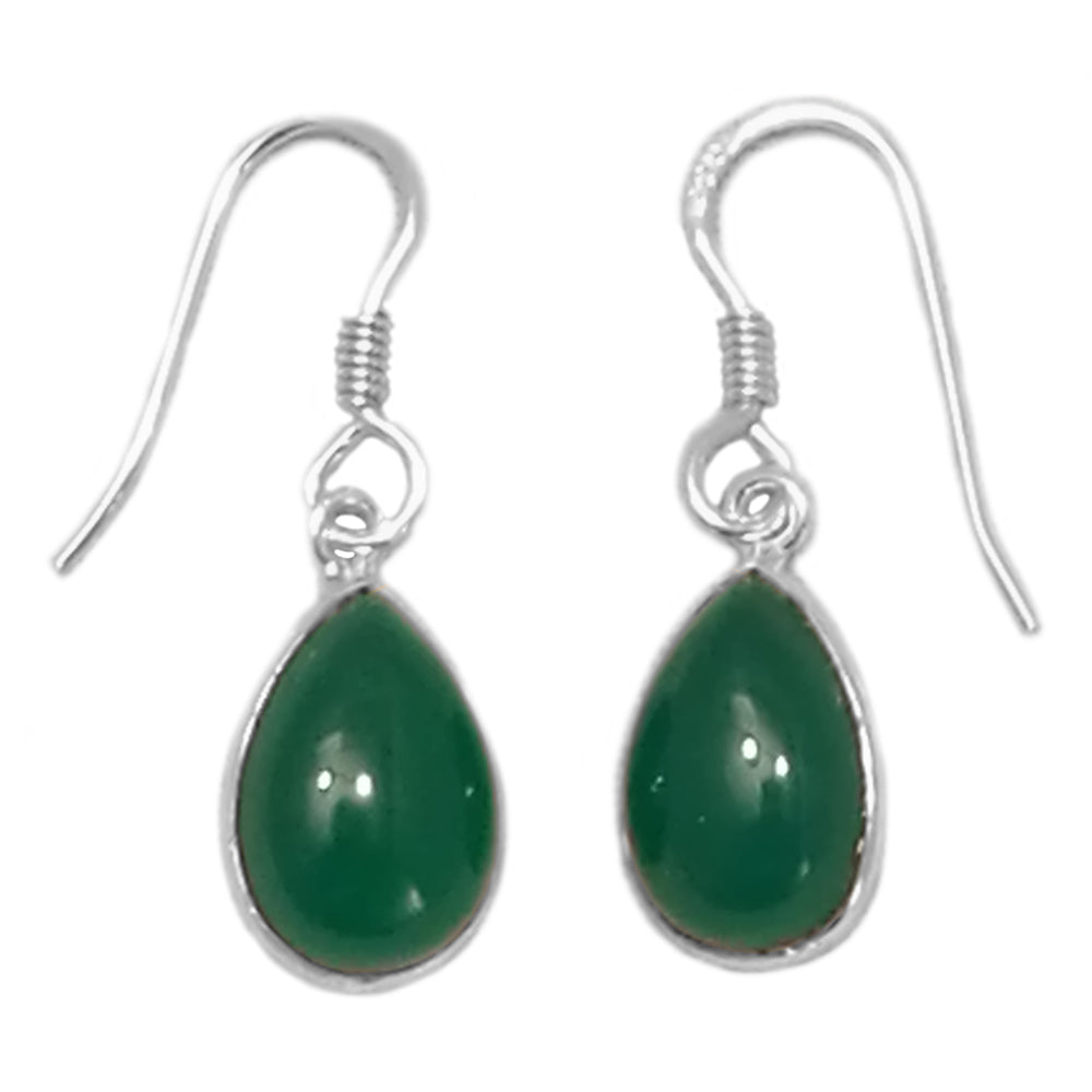 Boucles d’oreilles onyx vert en argent massif 925