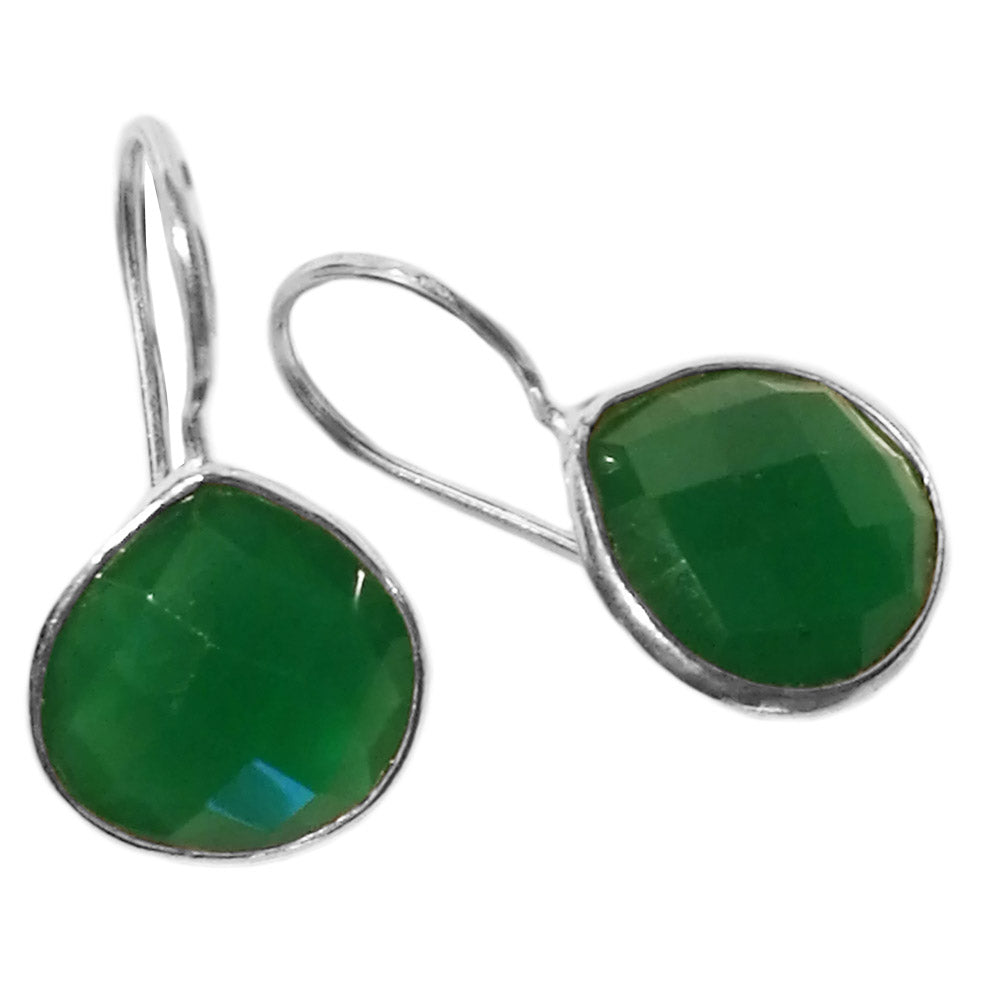 Green onyx sterling silver earrings