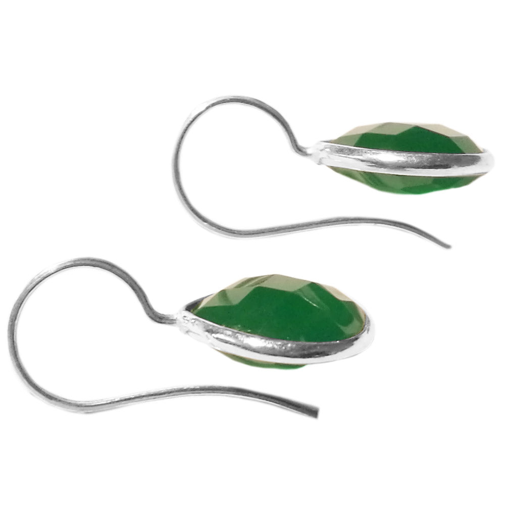 Boucles d’oreilles pendantes onyx vert en argent massif 925